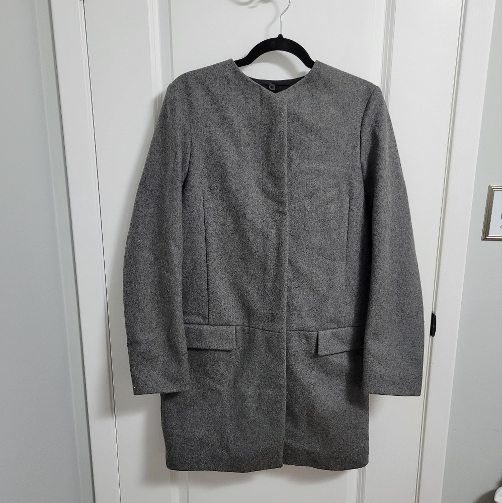ACNE Grey Classic Long Wool Coat